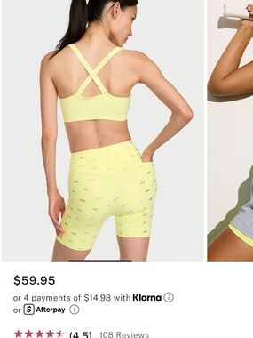 NWT Victoria’s Secret VSX Elevate 5” Bike Shorts Lime Yellow Small
